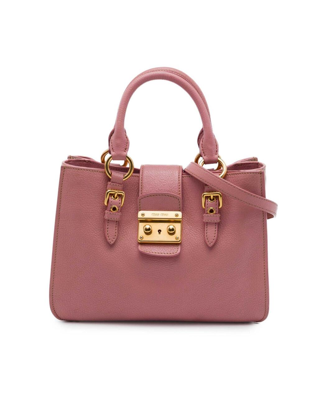 Miu Goatskin Madras Satchel #360050M55B